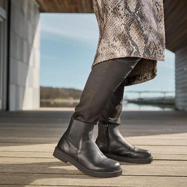 New Feet Boot Zipper Plain Leather Black Women - Bild 5