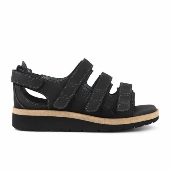 New Feet Sandal Loop Heelcap Black Nubuck Women