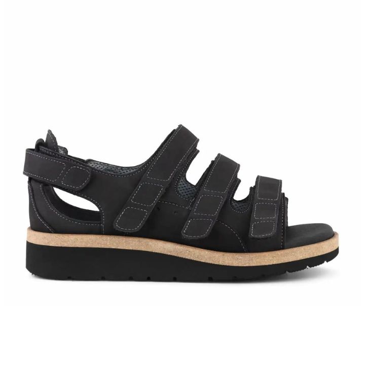 New Feet Sandal Loop Heelcap Black Nubuck Women