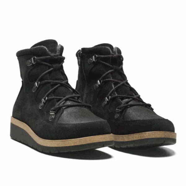 New Feet Boot Zipper/Lace Suede Black Women