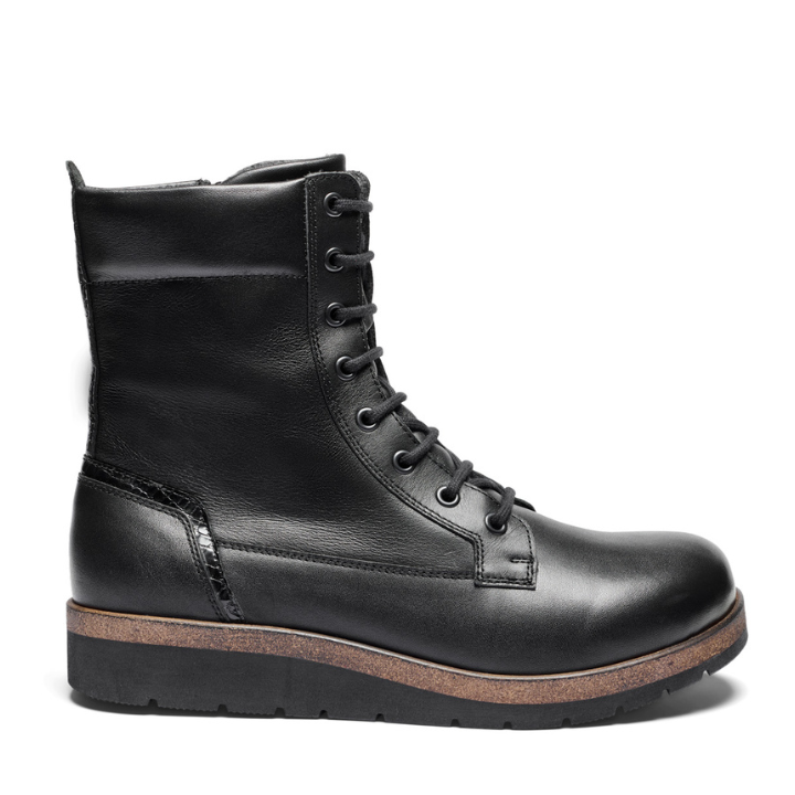 New Feet Boot Lace & Zipper Black Women